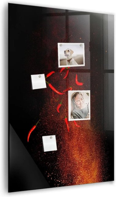 Tulup Glasmagnettafel Scharfe Paprika, Magnetisch Beschreibbar, B/H: 60 x 90 cm - Bild 1