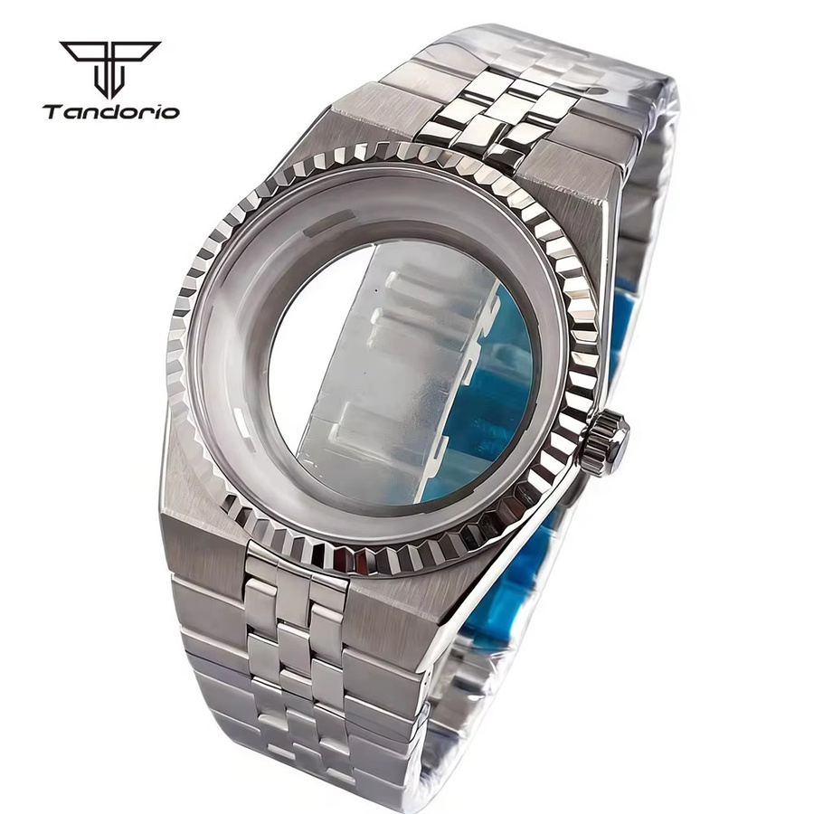 Tandorio Uhrengehäuse Edelstahl, 41 mm, Silber, mit transparentem Boden und 34 mm Zifferblatt-Set - Bild 3