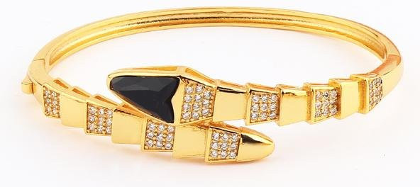 Allbestart Armreif Schlange, Kupfer, Gold Farbe, Zirkonia, Damen - Bild 1