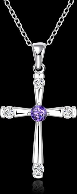 Wucifang Jewelry Halskette, Kreuz Anhänger, 925 Silber, Diamant, Damen - Bild 1