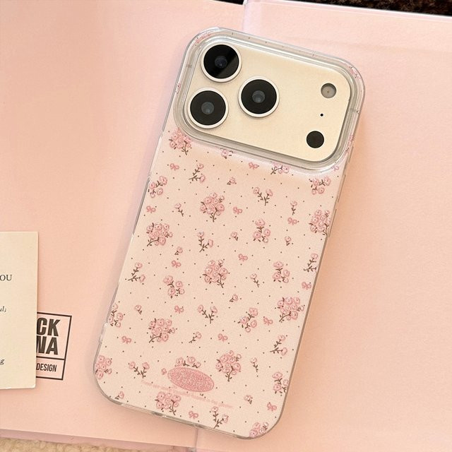 Stoßfeste iPhone Handyhülle mit Blumen-Glitzer Design in Pink für verschiedene Apple iPhone Modelle - Bild 1