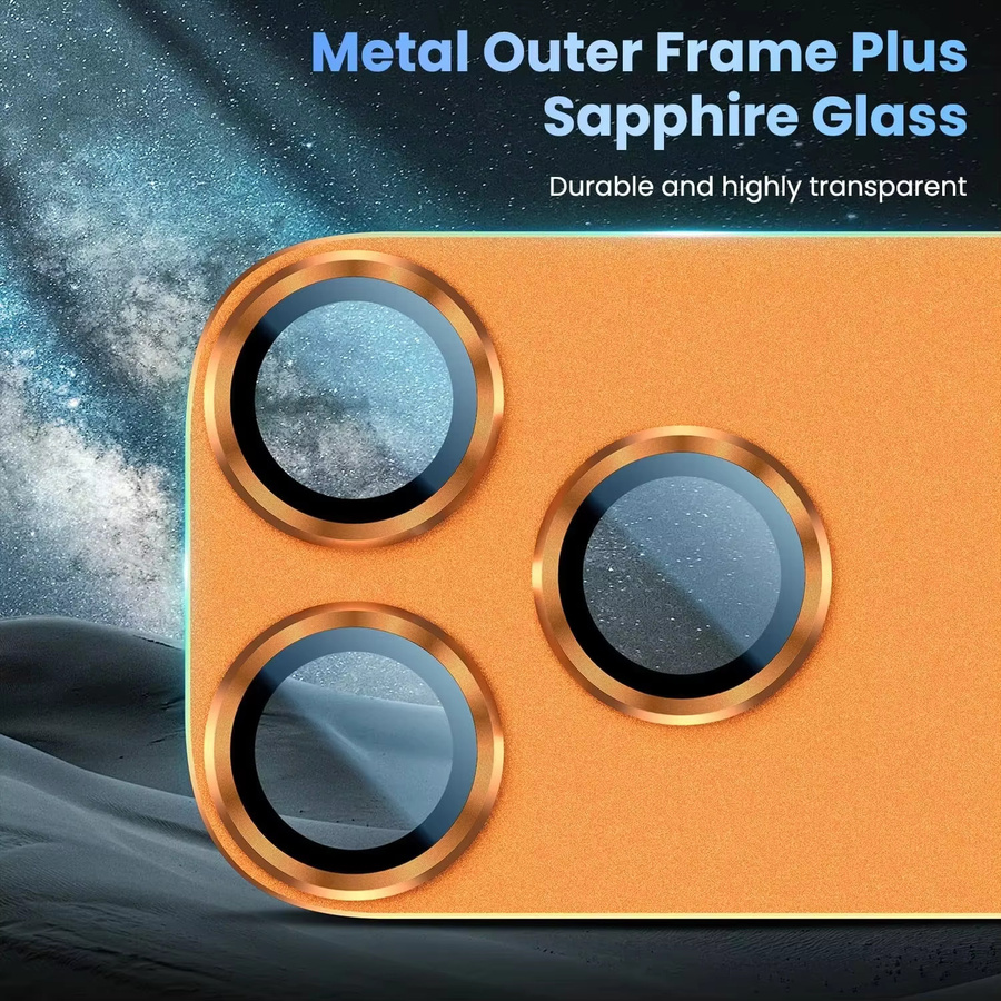 PJPK Metalllinsenschutzfolie aus gehärtetem Glas für iPhone 17 Pro Max, iPhone 17 Pro und 17 Air in Orange - Bild 4