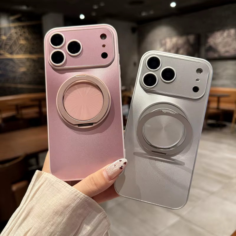 HKNR Bling Laser Aurora Handyhülle mit Ringhalter und MagSafe für iPhone 11 bis 17 Pro Max Plus, bunt und silberfarben - Bild 1