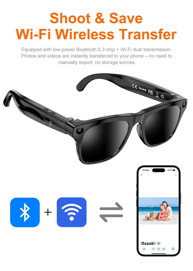 Xiaomi Smart AI-Brille mit 8K HD Action-Kamera, Bluetooth für Sprachanrufe und Übersetzungsfunktion, in Schwarz oder Violett - Bild 2