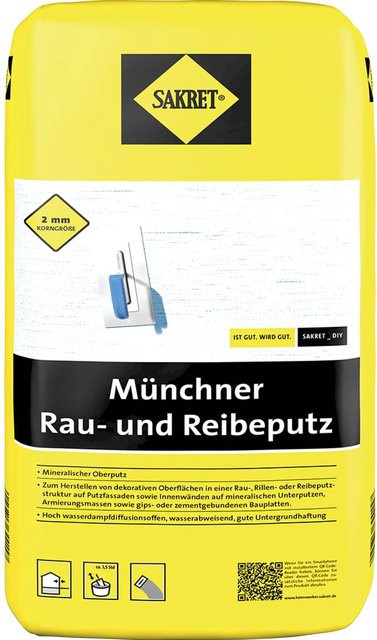 Sakret Münchner Rau- und Reibeputz Weiß mit 2 mm Körnung, 25 kg - Bild 1
