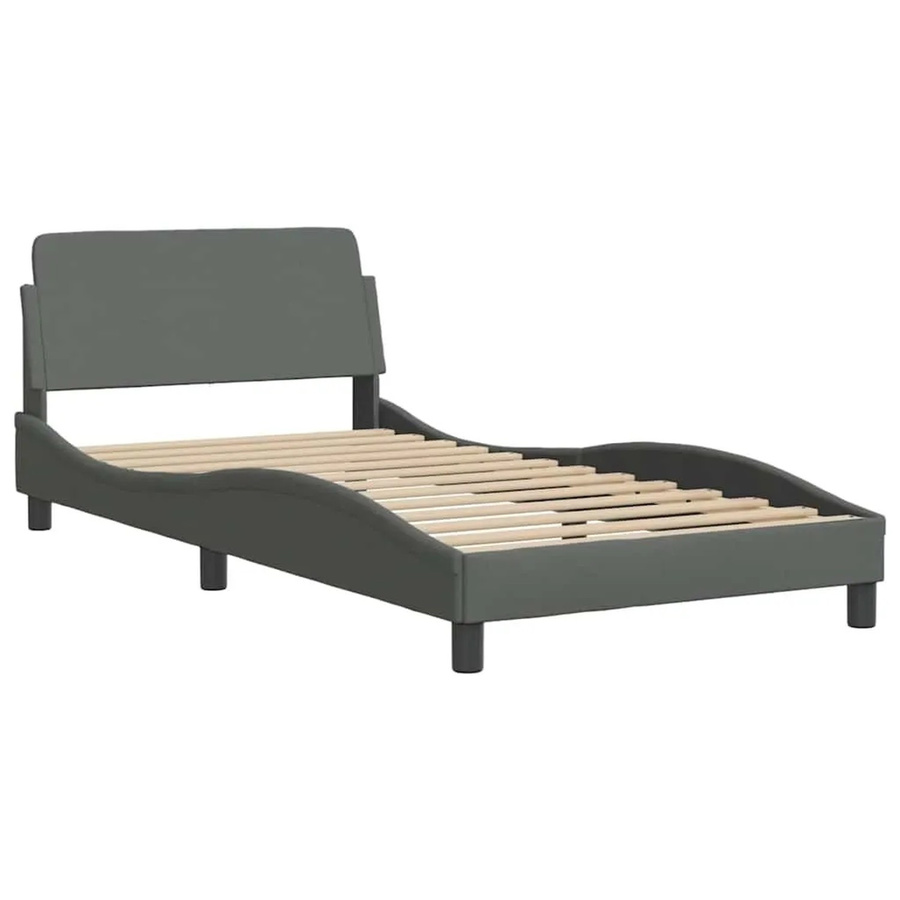 vidaXL Bettgestell Dover Dunkelgrau mit Stoffbezug B/T/H: 105 x 105 x 200 cm - Bild 2