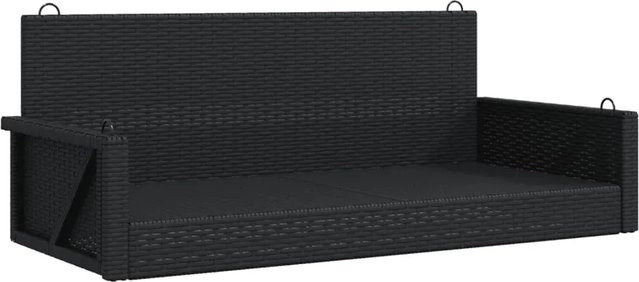 furnicato Hängebank aus Poly Rattan in Schwarz, B/T/H: 119 x 56 x 48 cm - Bild 1