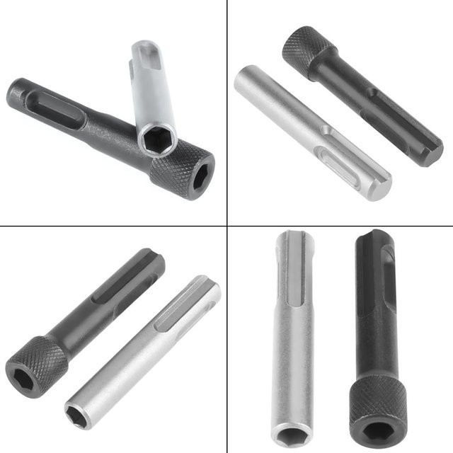 Fishine 2er-Set Magnetischer Sechskantschaft SDS Schraubendreherbit-Halter und Stecknussadapter aus Edelstahl in Schwarz und Silber - Bild 1