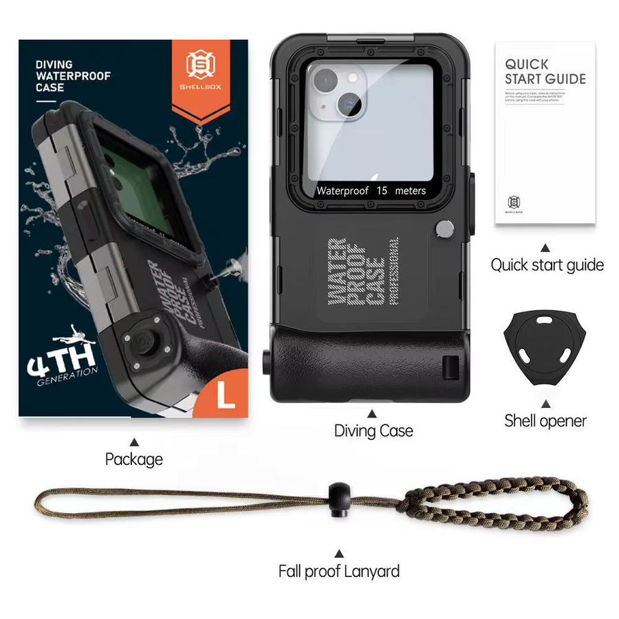 Shellbox Wasserdichtes iPhone Tauchgehäuse IP68 Schwarz mit 360 Grad Vollabdeckung für Schwimmen und Tauchen - Bild 6