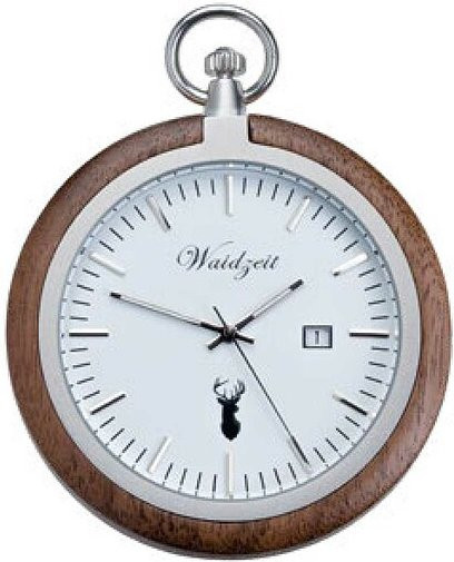 Waidzeit Taschenuhr, Quarzwerk, Edelstahl, Silber, Herren - Bild 1
