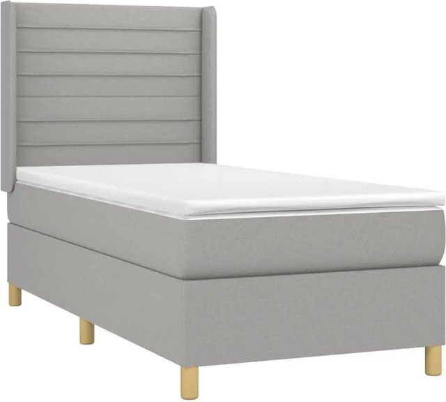 vidaXL Boxspringbett mit Matratze und LED-Unterbettbeleuchtung in Hellgrau, B/T/H: 90 x 190 x 118 cm - Bild 1