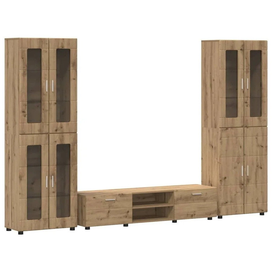 vidaXL TV-Schrankset mit Schubladen in Artisan-Eiche, modern und matt, braun, B: 150,0 cm, H: 73,3 cm - Bild 2