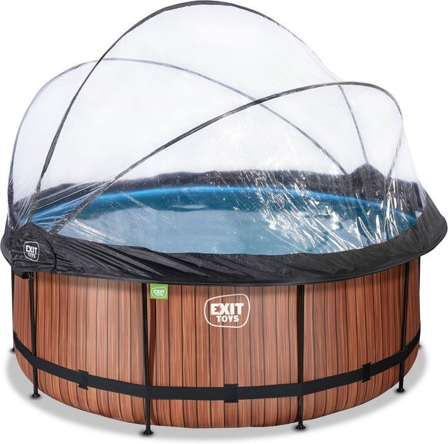 EXIT Wood Pool mit Sandfilterpumpe und Abdeckung, Braun, Durchmesser: 360 cm, Höhe: 122 cm - Bild 1