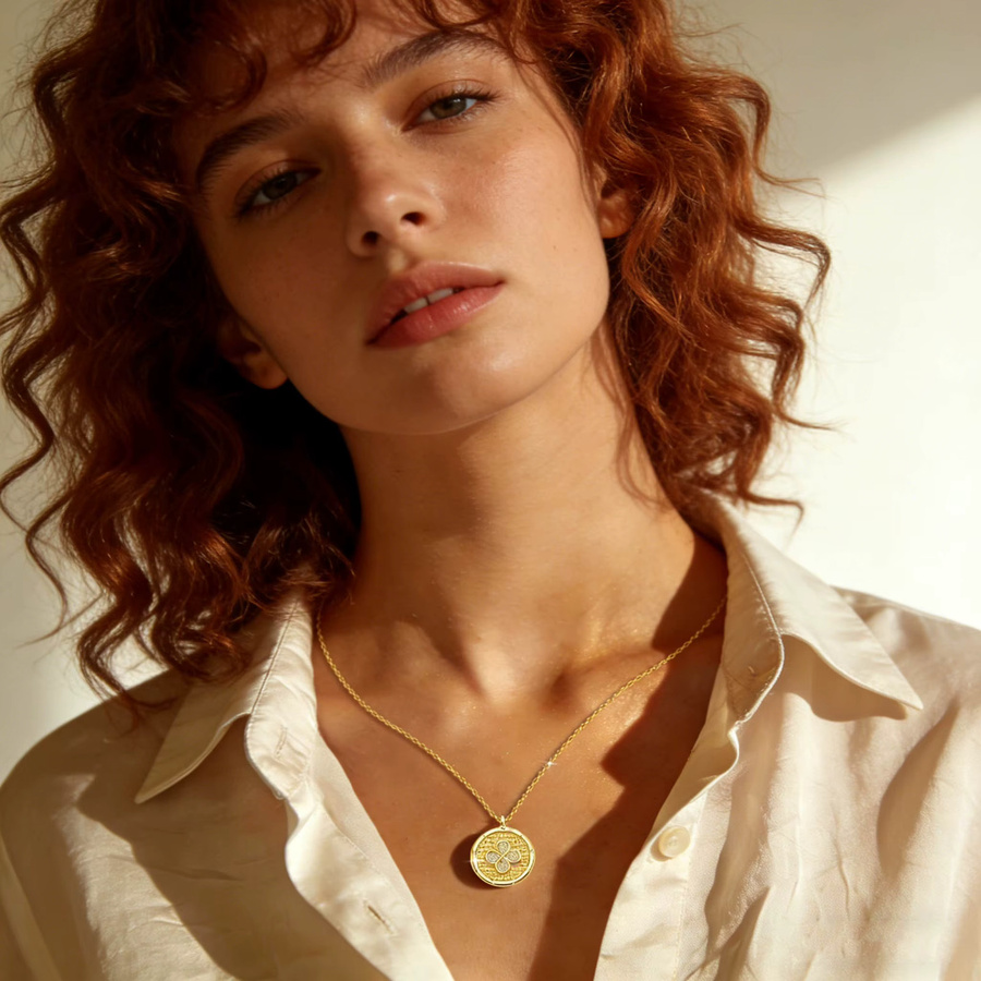 szjinao Halskette mit Moissanit-Anhänger, 14K Goldfilled, Damen - Bild 3