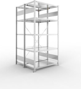 Meta Steckregal S3 CLIP 230 aus verzinktem Stahl in Silber mit 10 Böden, B/T/H: 200 x 100 x 50 cm - Bild 1