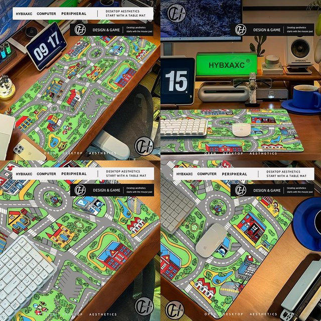City Carpet Nostalgia Mousepad 90er 2000er Design, rutschfeste Schreibtischunterlage für Gaming und Büro, B/T: 90 x 40 cm, schwarz/mehrfarbig - Bild 1