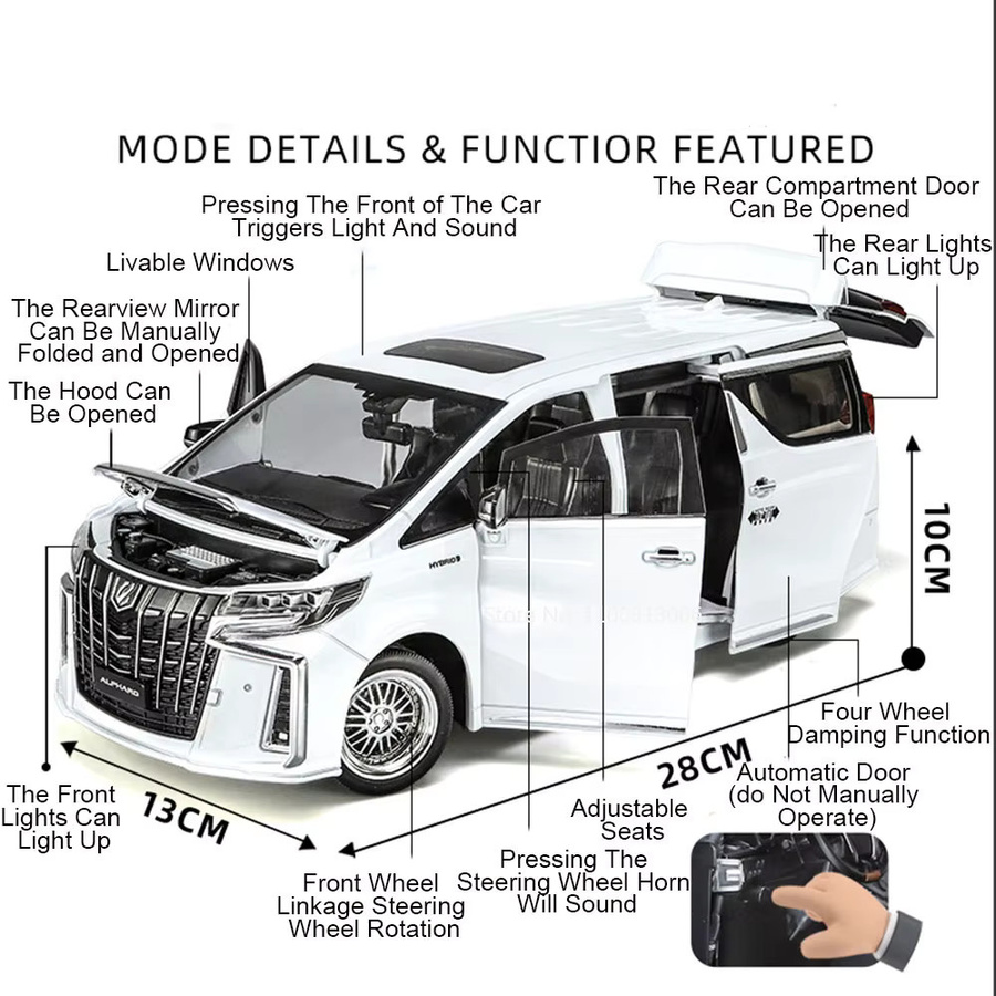 MAKEDA Alphard Legierung Autos Modell Spielzeug, 1:18, mit Sound und Licht - Bild 2