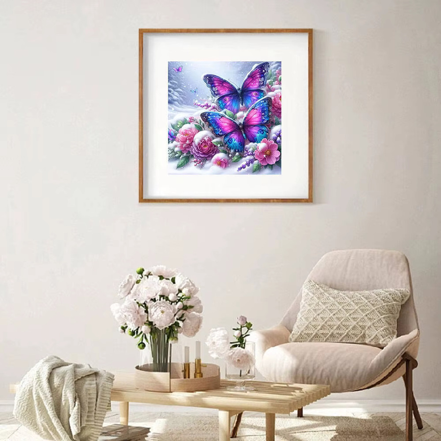 Huacan Diamantgemälde Schmetterling und Blumen als Diamantmosaik in Mehrfarbig, B/H: 20 x 20 cm - Bild 3