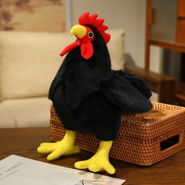 Yiran toy Simulations-Hahnküken-Puppe, Plüschtier, Schwarz, Weiß, 35cm - Bild 1