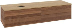 V&B Waschtischunterschrank Antao mit Frontstruktur in Eiche Honig und Walnuss, B/T: 160 x 50 cm - Bild 1