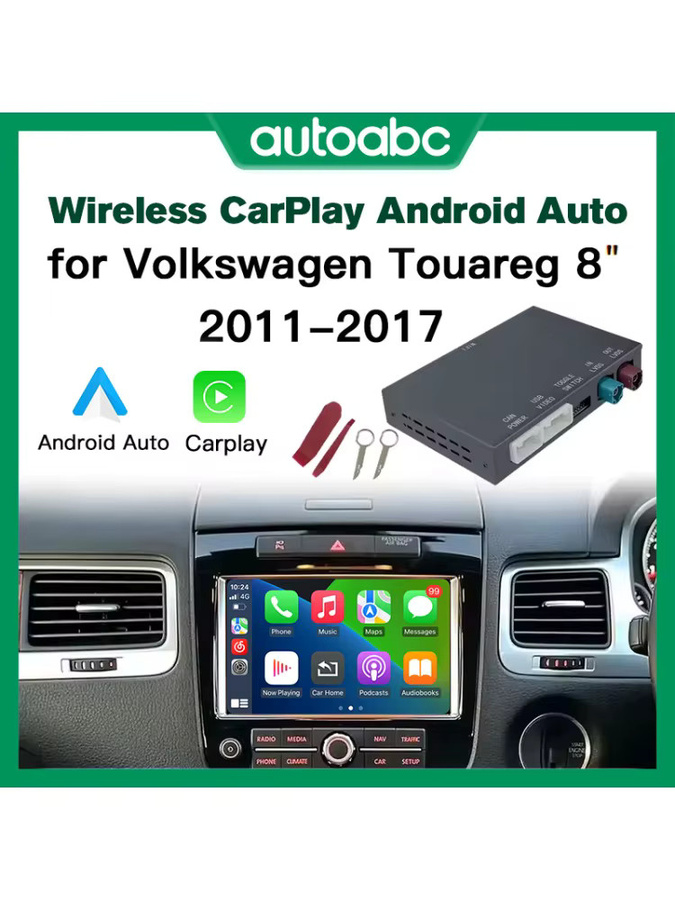 AUTOABC Wireless Carplay Retrofit Modul für Volkswagen Touareg RNS850, Android Auto und Airplay Adapter, Schwarz - Bild 6
