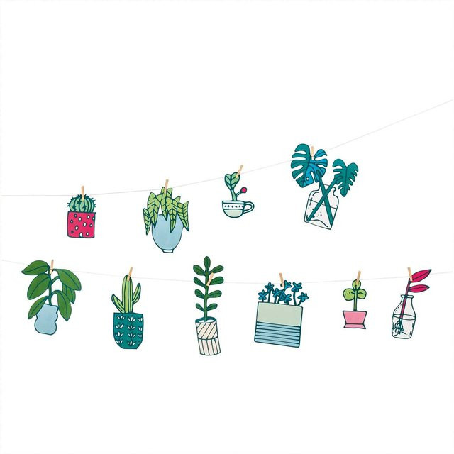 Rico Design Paper Poetry Girlande Hygge Plants in Mehrfarbig mit floralem Motiv, Länge: 3 m - Bild 1