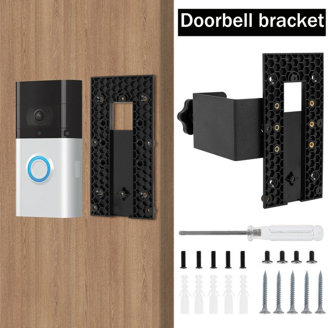Ring Selbstklebende Kamerahalterung für Video-Türklingeln in Schwarz, kompatibel mit Ring Battery Video Doorbell, Doorbell Plus und Pro, ideal für Mieter und Wohnungen - Bild 1