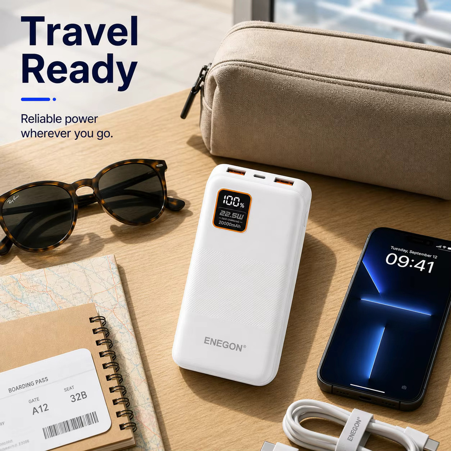 Tragbare Powerbank 20000mAh mit 22,5W PD Schnellladung, Externer Akku mit LED-Anzeige und USB-C, USB-A sowie Micro USB Anschlüssen in Schwarz - Bild 5