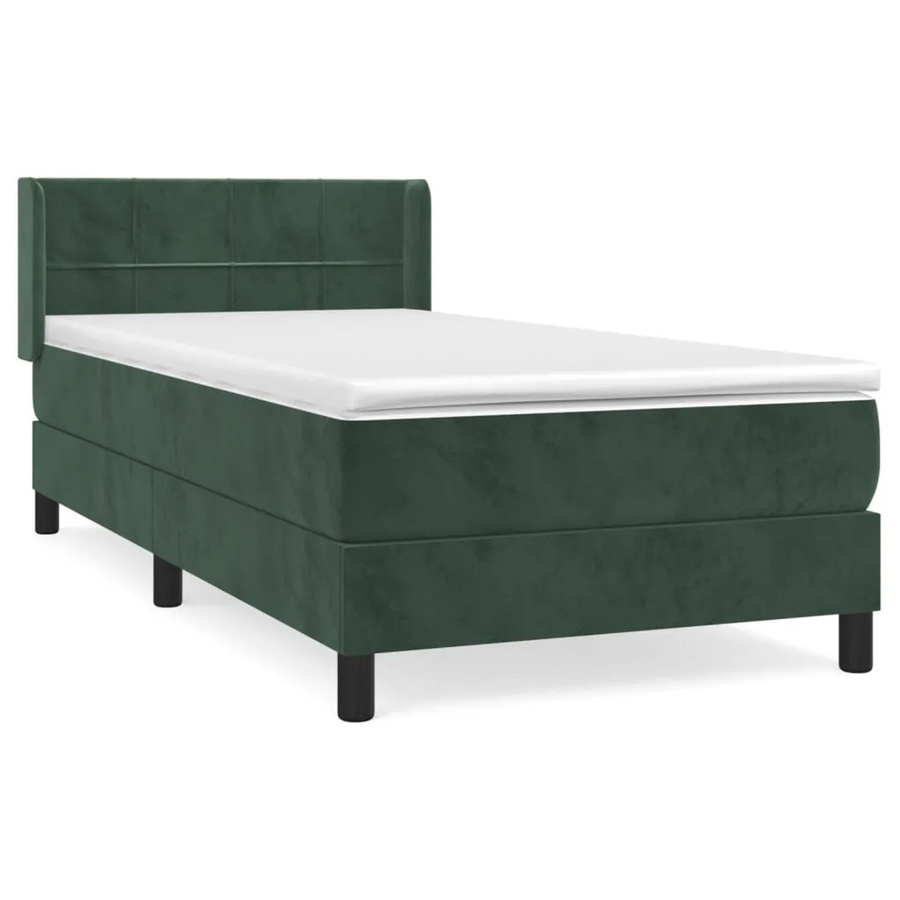 vidaXL Boxspringbett mit Matratze Dunkelgrün Samt B/T/H: 90 x 190 cm - Bild 2