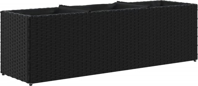 vidaXL Hochbeet mit 3 Fächern aus Poly Rattan und pulverbeschichtetem Stahl in Schwarz, B/T/H: 105 x 30 x 32 cm - Bild 1