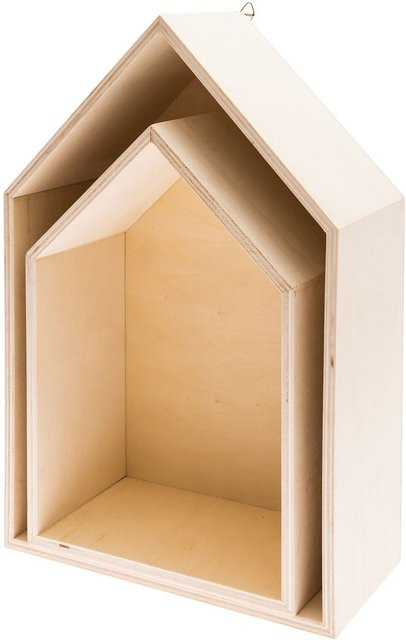 Rico Design Holzbox Set Häuser aus Pappelsperrholz in Beige und Braun, 2er-Set - Bild 1