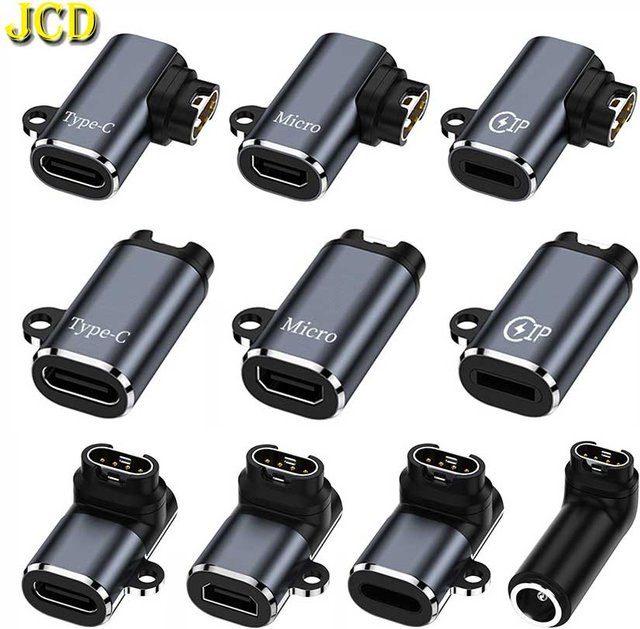 JCD USB-C Lightning Micro USB zu 4-Pin Ladeadapter für Garmin Fenix 7 6 5 7X 6X 5X Venu 2 Plus Smartwatch Konverter - Bild 1