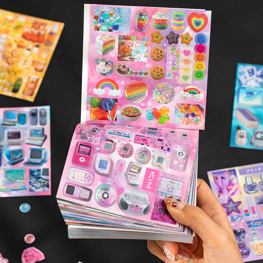 JIAMEI Kawaii Ins Cyber Illusion und Vintage Starlight Ausgestanzte Aufkleber für DIY Scrapbooking und Journaling, 20 Blatt, Mehrfarbig - Bild 3