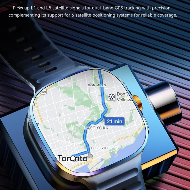 M99 5G Smartwatch mit 2,4 Zoll Amoled Display, Android, Drehkamera, SIM-Kartenslot und WLAN, Schwarz - Bild 8