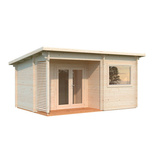PALMAKO Saunahaus Sanna aus Fichtenholz in Braun mit Pultdach und Blockbohlensystem, B/H/T: 480 x 261 x 320 cm - Bild 2