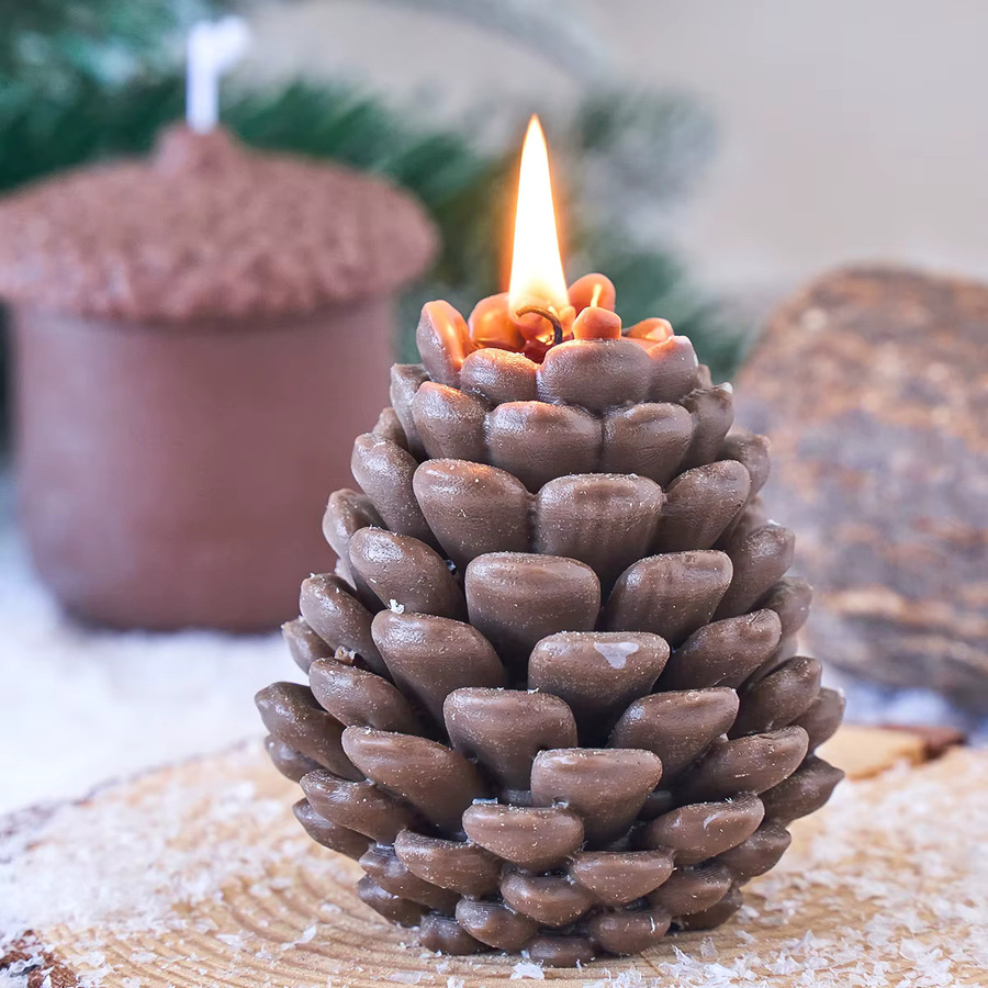 UDOCOOL Silikonform für 3D Tannenzapfen Kerzen und DIY Weihnachtsornamente in Braun - Bild 3