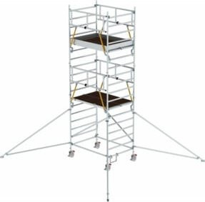 Munk Günzburger Rollgerüst SG aus Aluminium in Silber, B: 135 cm, T: 180 cm, Plattformhöhe: 4,47 m mit Ausleger und Doppel-Plattform - Bild 1
