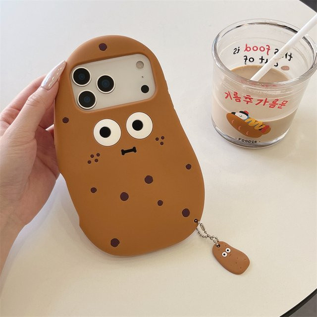 Stoßfeste Silikon Handyhülle mit 3D Cartoon Kartoffel Design für iPhone 17 16 15 14 13 12 Pro Max Plus in Braun - Bild 1