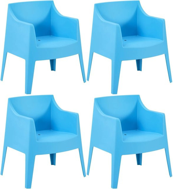 DELUKE Gartenstuhl HENRI 4er Set Blau aus Polypropylen, stapelbare Outdoor-Loungestühle, B/T/H: 73 x 57 x 78 cm - Bild 1