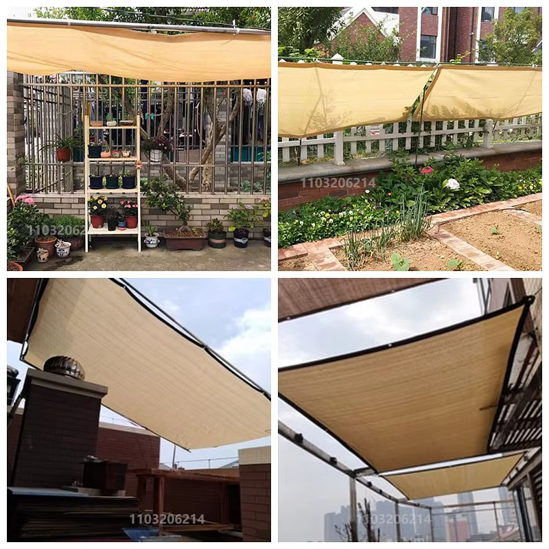 Mehrfarbiges HDPE-Gartenschattennetz mit UV-Schutz für Terrasse und Camping in Blau und Beige - Bild 6
