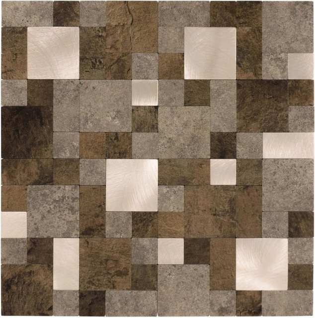 Dalsys Selbstklebende Fliesen in Steinoptik, 11 Stück (1 m²), Quadrate, Braun Mix Gold - Bild 1