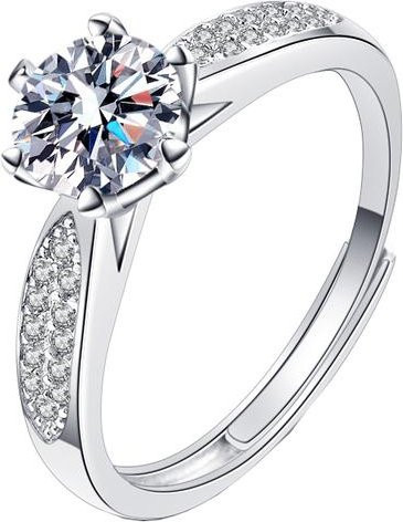 Wucifang Jewelry Ring, 925 Silber, Moissanit, Zirkonia, Damen - Bild 1