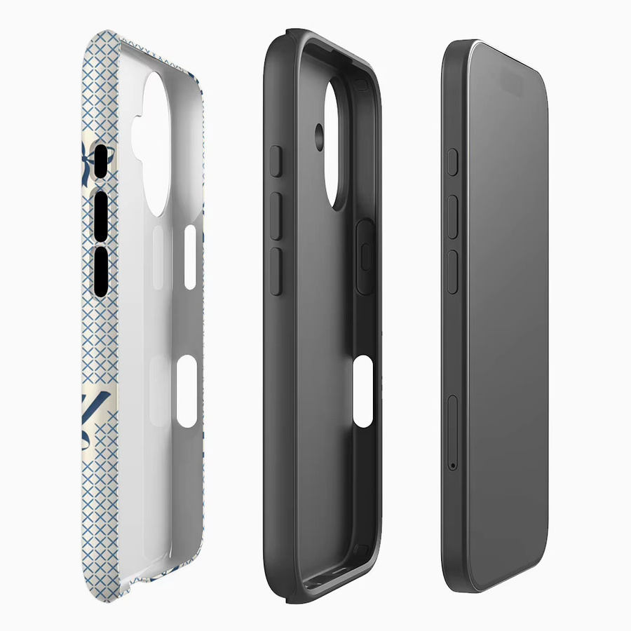 Handyhülle mit blauem Schachbrettmuster und Schleifen für Apple iPhone 17 16 15 14 13 12 Pro Max Plus mit doppelschichtiger Rückseite - Bild 2