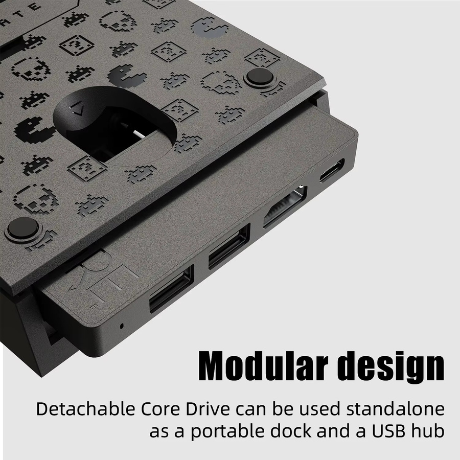 Skull & Co. Jumpgate Dock Savage Raven für Nintendo Switch und Switch OLED, tragbarer USB-C-Hub-Dockingstation in Schwarz - Bild 2