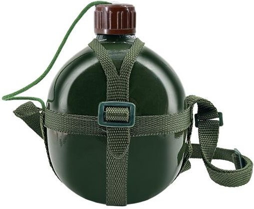 SUNJOY HOUSE Militärische Wasserflasche mit verstellbarem Riemen, Feldflasche in Schwarz, 1 l - Bild 1