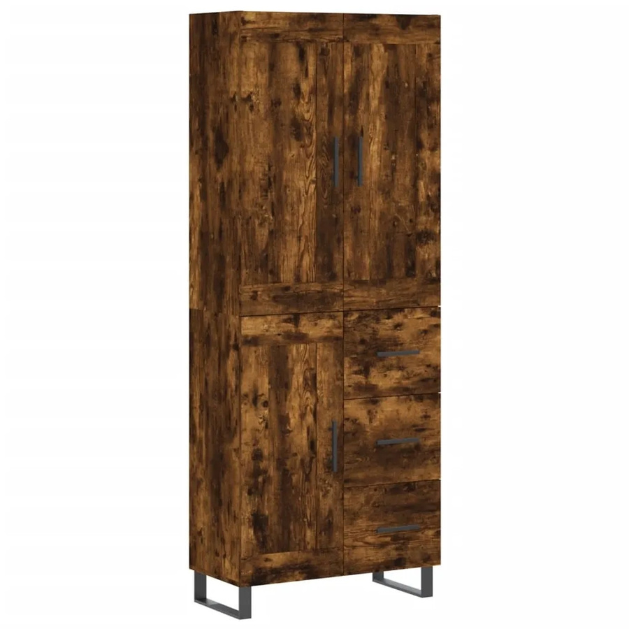 vidaXL Highboard Räuchereiche in Braun aus Holzwerkstoff und Metall, B/T/H: 69,5 x 34,0 x 180,0 cm - Bild 2