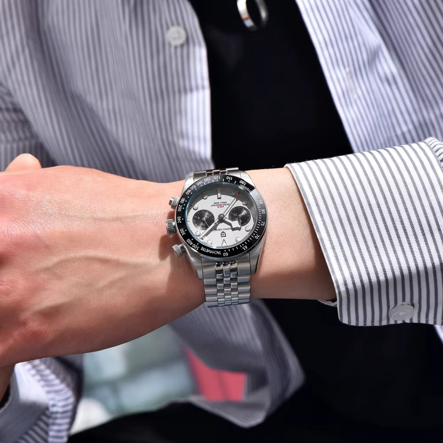 PAGANI DESIGN Chronograph Armbanduhr, Quarz, Edelstahl, Schwarz, Herren - Bild 2