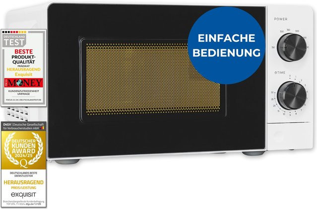 Exquisit Solo-Mikrowelle MW950-070 in Weiß mit 20 Litern Volumen und 700 Watt Leistung - Bild 2