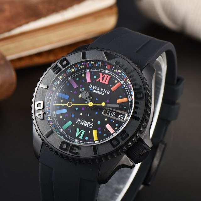 Dwayne Campbell Armbanduhr, Automatik, 42 mm, Silikon, Schwarz, Herren - Bild 1