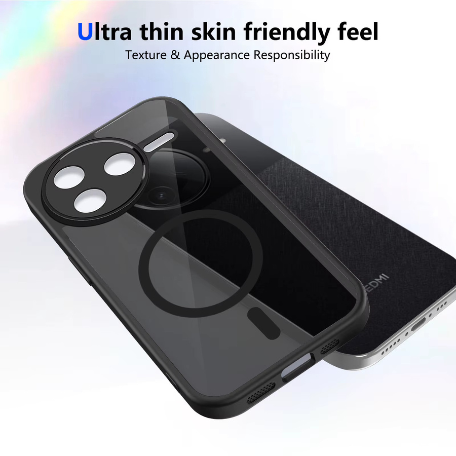 Stoßfeste Xiaomi POCO F7 Pro / F7 Ultra Handyhülle aus mattem PC und TPU in Schwarz und Transparent mit Anti-Fingerabdruck-Schutz - Bild 2